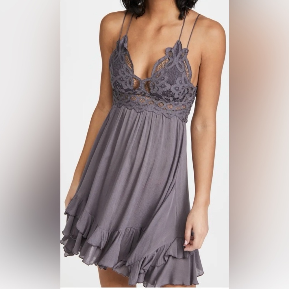 NWT Free People One Adella Slip Mini Dress Charcoal